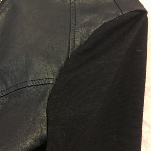 Faux Leather Moto Jacket with Assymetrical Zipper - Picture 5 of 5